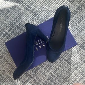 Stuart Weitzman Suede Heels Navy Blue Size 6/36 with box